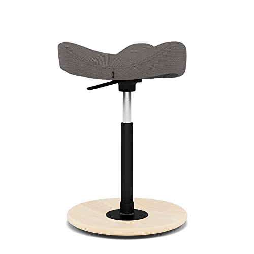 Image of Varier Move Tilting Saddle Stool (Dark Grey Revive Fabric with Natural Ash Base)