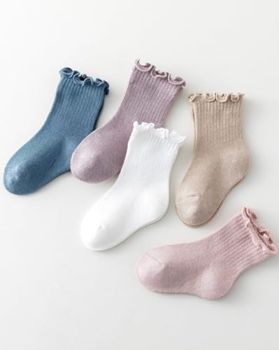 Generic 15 Pairs Girls Socks, (Three pairs of each color) Casual Ruffle Socks, Cute Cozy Ruffle Knit Socks for All Seasons.4