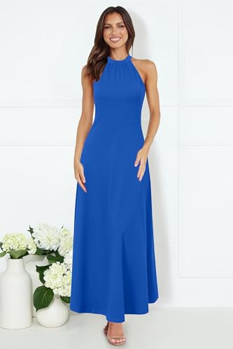Image of STYLEWORD Women's Summer Floral Halter Maxi Dress Vacation Semi Formal 2026