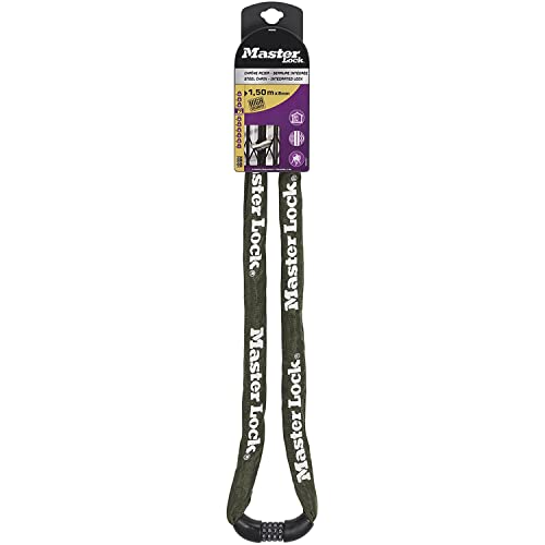 Master Lock Cadenas chaîne avec Gaine en nylon et serrure à Combinaison intégrée 1500 x 8 mm...