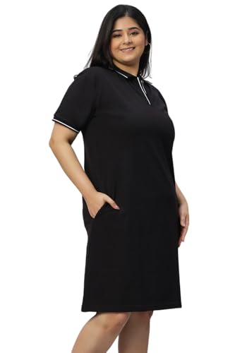 Image of Wear Your Opinion Women's Plus Size Soft PQ Polo Collar Neck Tipped Tshirt Dress