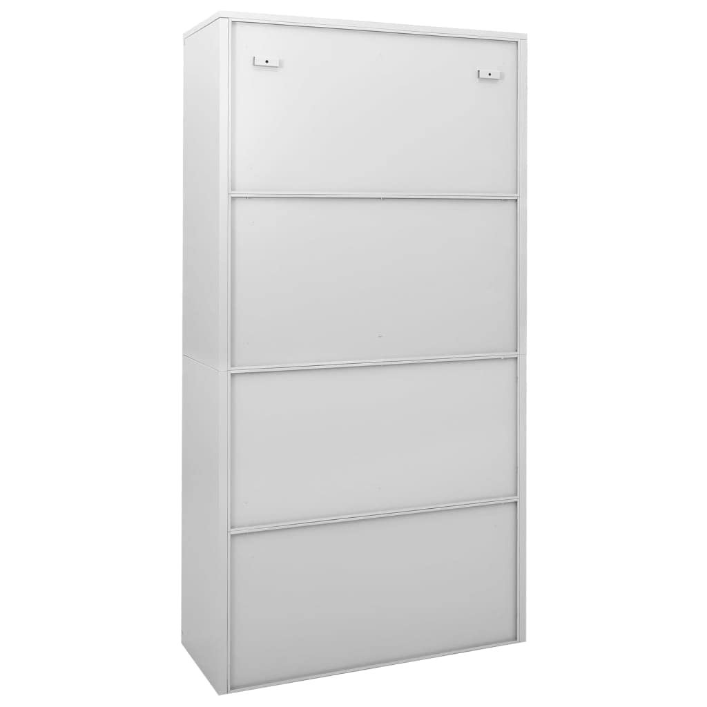 Armario de oficina con puerta corredera, gris claro, 90 x 40 x 180 cm, acero, se puede cerrar con cerradura, 4 estantes ajustables, robusto archivador para oficina, taller, sótano, espacio de