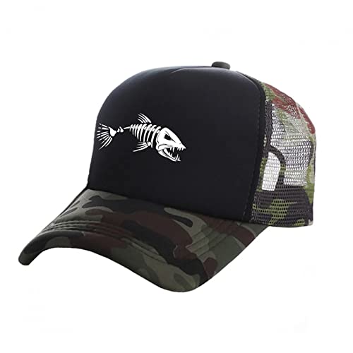 Baseballmütze Hiphop Sonnenhut Fishbone Trucker Cap Herren Angeln Fish Bone Baseball Caps Unisex Mesh Net Hüte Mode Allgleiches Trucker Cap Faltbar Verstellbar Hut Geburtstagsgeschenke