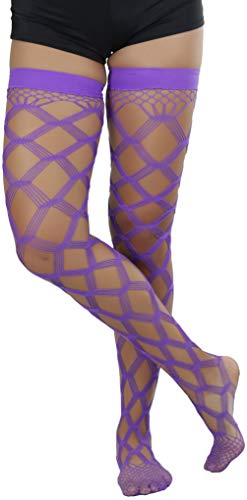 Image of ToBeInStyle Women's Multi-Strand Large Diamond Fence Net Thigh High Stockings
