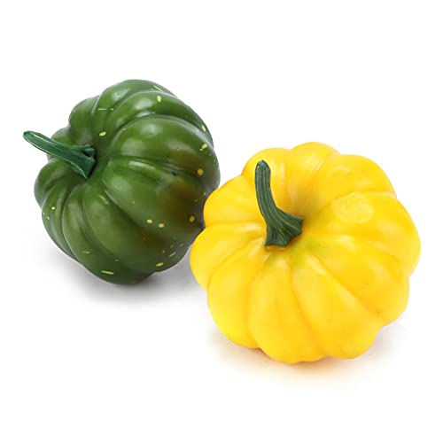 Citrouilles en polystyrène, ornements de citrouilles jaunes vertes 2pcs citrouilles artisanales fausses citrouilles pour accessoires de photographie pour projets de bricolage décoration de
