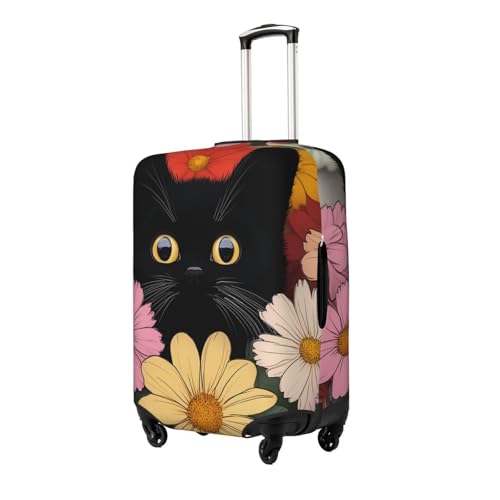 Flower And Cats Print Suitcase Covers Protectors, Luggage Covers For 18~32" Suitcase, Accessories Washable Elastic Luggage Protective Cover2