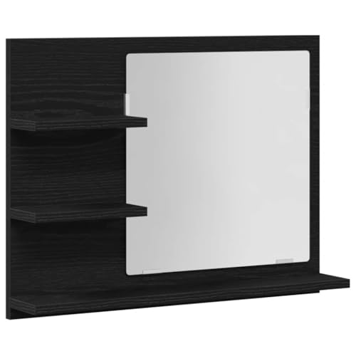vidaXL Badspiegel Schwarz Eichen-Optik 60x10,5x45 cm Holzwerkstoff – Ansicht 1