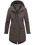 Vancavoo Veste Femme mi Saison Imperméables Parka Longue Blouson avec Capuche Décontracté Légères Jacket Coat Classique Automne Hiver Outwear,Gris,L