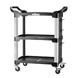 Wiltec 3-Ebenen Rollwagen Typ 03 mit 150 kg Traglast, Werkstattwagen 87 x 43 x 66 cm aus Kunststoff