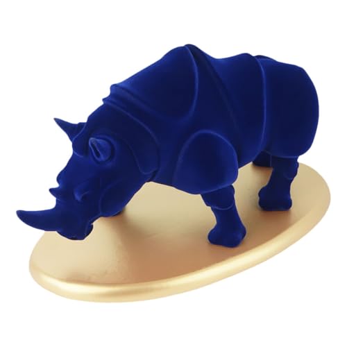 HOMSFOU Statue Rhinocéros en Résine Miniature, Ornement Décoration Maison et Bureau, Sculpture Artisanale Animalière, Figurine Déco Bureau, Ornement...