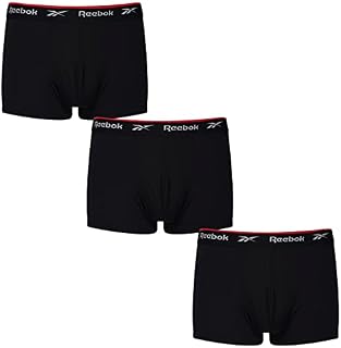 Mens Reebok Redgrave Sports Trunks, Breathable Low Pants with Branded Stretch Waistband Pack of 3, Black