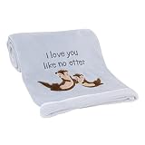 NoJo Arctic Adventure Light Blue and Tan I Love You Like No Otter Super Soft Applique Baby Blanket