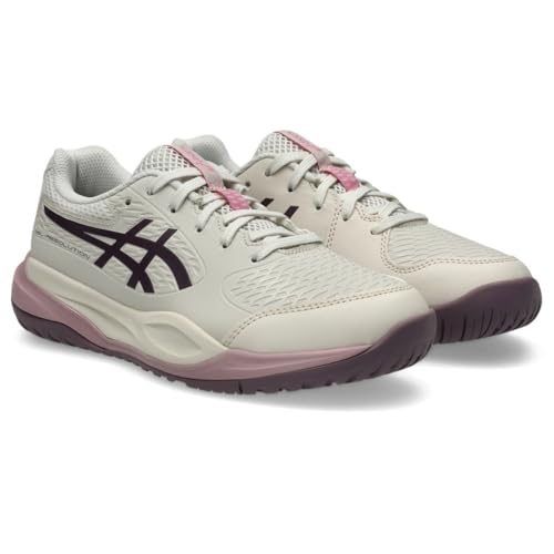 ASICS Kid's Gel-Resolution X GS Tennis Shoes, 4.5, Soft Oat/Dark Aubergine - image 2