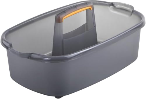 Image of Casabella Plastic Bucket, Gray and Orange, 1.85 Gallon | Storage Caddy | With Handle | Pack of 6