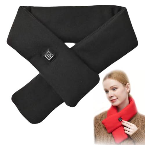 Electric Heating Scarf, Neck Heating Pad Heated Neck Wrap with Power Bank, Rapid Heat Portable Neck Warmer with 3 Heating Levels for Neck Pain Relief, Christmas Thanksgiving Winter Gift (Black)