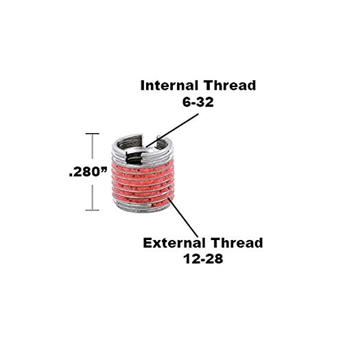 Image of E-Z LOK Threaded Insert for Metal Thin Wall 303 Stainless Steel Thread Inserts 6-32 x 12-28 Pack of 5