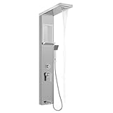 Suusolny Duschpaneelsystem Duschpaneel Duschset Duscharmatur mit 5 Funktionen Massagedusche, Regendusche, Handbrause, Zwei-in-Eins Duschkopf Integrierte Ablagefläche Duschset aus Edelstahl - Sliber