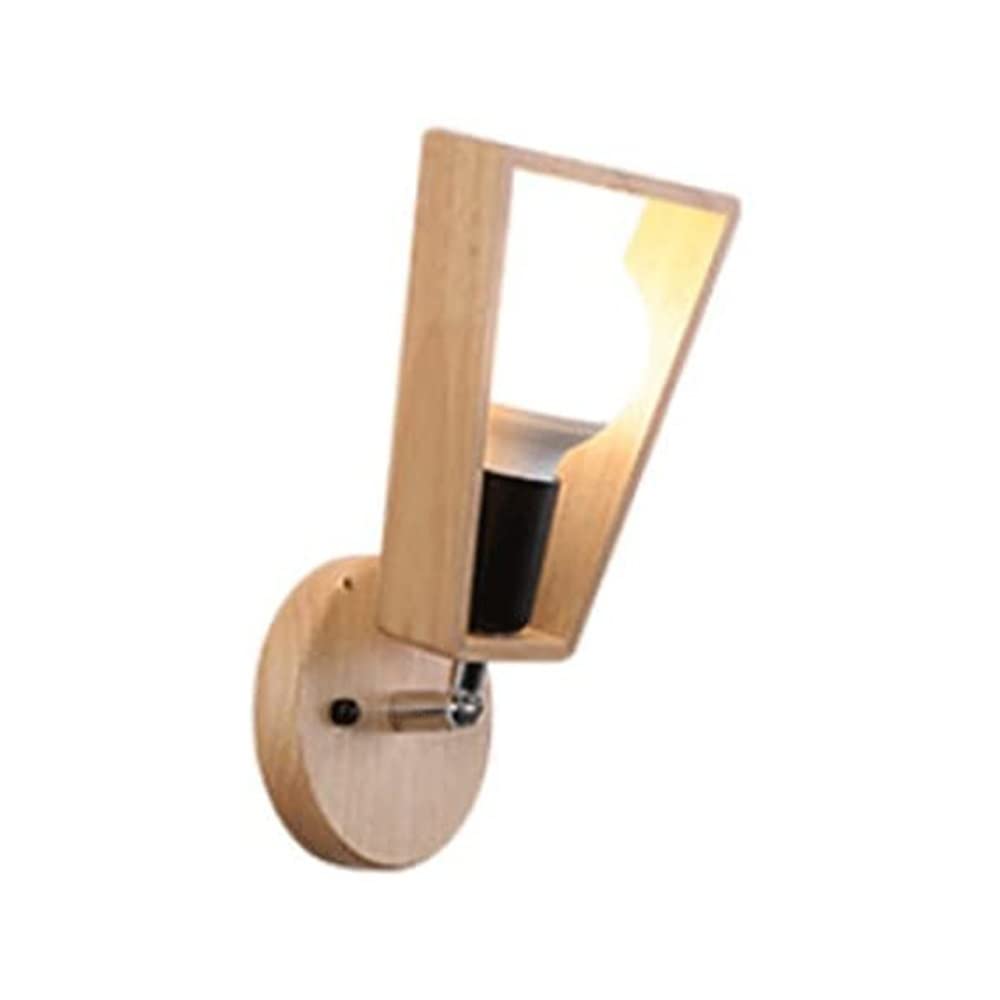Aplique de pared de madera ajustable nórdico y lámpara de noche de dormitorio pequeña 4