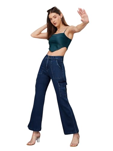 Image of Miss Chase Women's Skinny High Rise Cropped Length Fringe Detailing Stretchable Denim Jeans