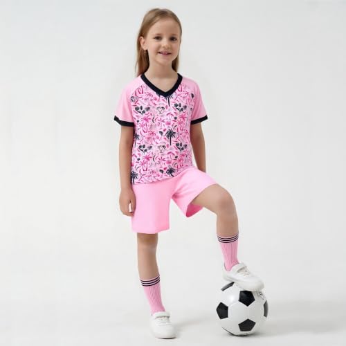 Image of Unisex Kids Soccer Jersey and Shorts Kit 2-Piece Set Boys Girls Football Outfits for Little Athlete 2-14 Years