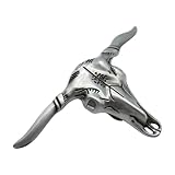 Men Women Unisex Belt Buckle Fashion Dark Silver Metal Bull Texas Long Horn Skull z092