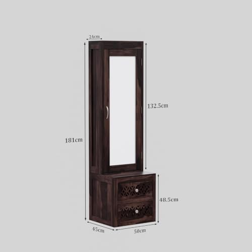 Image of Krishna Wood Decor A Beautiful Solid Sheesham Wood Dressing Table with Mirror and Storage,with Drawer, Makeup Vanity Dressing Table Bedroom Furniture (Walnut Finish)