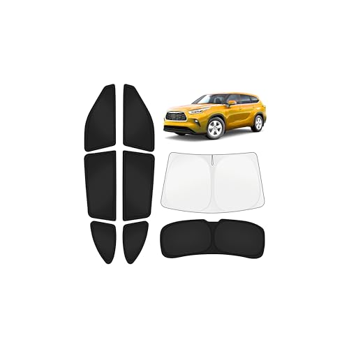 Image of KUST Car Window Shades for Toyota Highlander 2020-2025 2026 Windshield Sun Shade Side Window Cover UV Block Privacy Protection Highlander Accessories for Camping Blackout Rear Back Full Set 8PCS