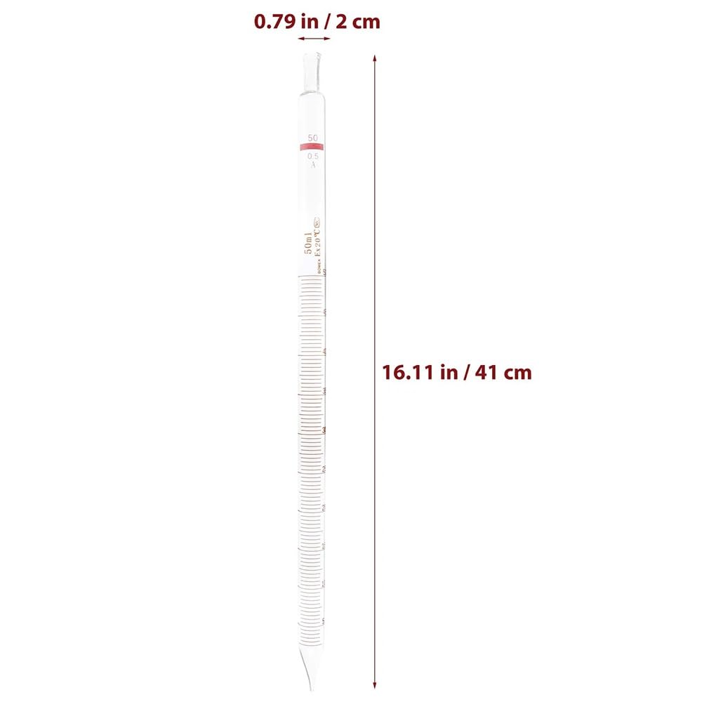 gotero de vidrio, goteros de laboratorio, Pajita de pipeta vidrio resistente al calor calibrada transparente 50ml for laboratorio 40x2x2 cm