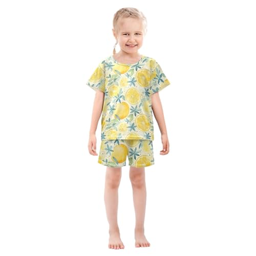 ALAZA Vintage Lemon Flowers Pajama Set Short Sleeve Sleepwear Soft Lounge Nightwear3