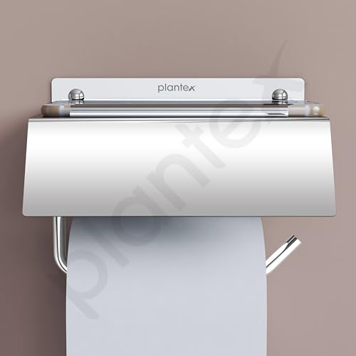 Image of Plantex Stainless Steel Toilet Paper Holder /Toilet Paper Roll Holder /Tissue Paper Roll Holder with Mobile Stand for Bathroom Accessories - (Chrome)