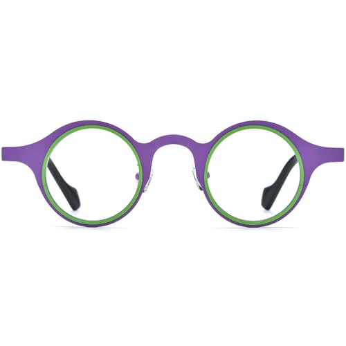 Image of FONEX Colorful Pure Titanium Glasses Frame Women Retro Round Eyeglasses