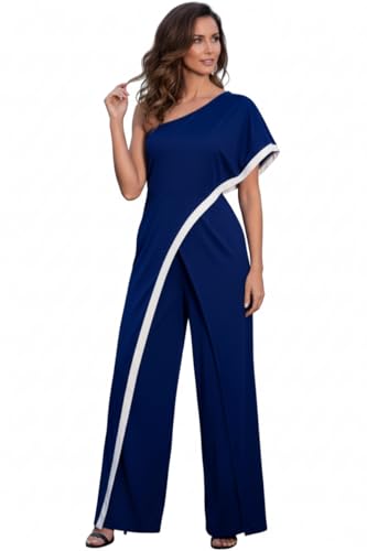 Image of KOH KOH Womens 2026 One Off Shoulder Asymmetric Long Pant Jumpsuit Romper