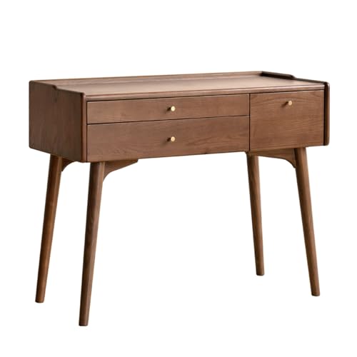 源氏木?YESWOOD ドレッサー コンパクト 幅80cm 100cm 120cm ホワイトアッシュ材 ナチュラル ブラウン テーブル 机 化粧台 組立簡単 丸角 無垢材 木製 天然木 収納 1人暮らし かわいい 化粧 プレゼント シンプル メイク コスメ