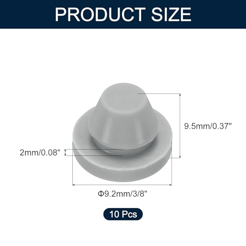 Image of uxcell 10pcs Hole Plug 3 /8 Inch (9.2mm) Button Plugs Fit for 8-8.5mm Hole, Snap in Locking Hole Tube Plug Gel Tube Waterproof Plug Tube Plug, Grey