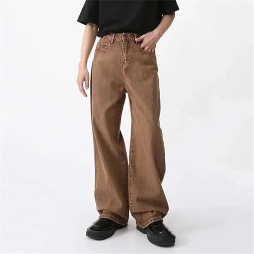 Men’S Casual Denim Trousers Loose Wide Leg Male Jeans Chic with Pockets2