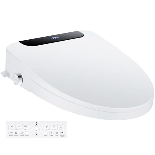 mijashy Bidet Toilet Seat Elongated Electric Warm Water Air Dryer Heated Seat and Slow Close Lid Front and Rear Wash Night light Wireless Remote 102 (Elongated)