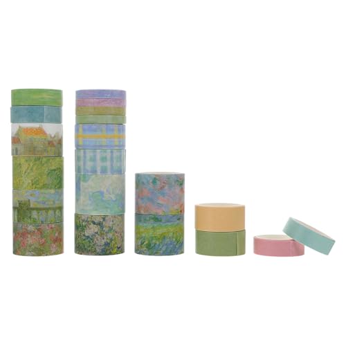 JOINPAYA Cintas Decorativas Washi Tape 20 Rollos Vintage Papel Adhesivo para Manualidades DIY Álbumes de Recortes Decoración Artística sin Residuos Colorido Diseño Básico