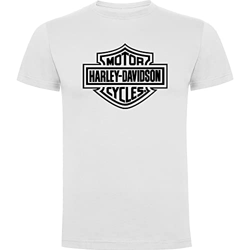 Weißes T-Shirt mit Harley Davidson Logo Herren 100% Baumwolle Größen S M L XL XXL Kurzarm Weiß L