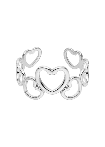 Purelei Heartbeat Bague réglable étanche avec cœurs de différentes tailles en acier inoxydable plaqué or 14 carats, plaqué or rose 18 carats ou argent...