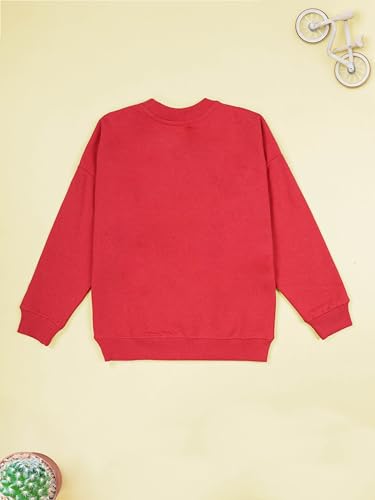 Image of KiddoPanti Boys Solid Round Neck Full Sleeve Fleece Sweatshirt | 60% Cotton 40% Polyester | Soft Warm Winter Pullover | Ribbed Cuffs & Hem | Casual Winter Sweatshirt for Kids
