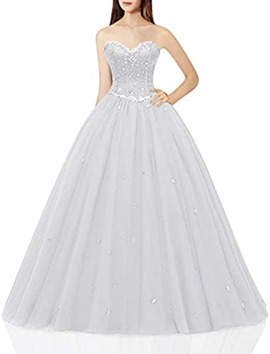 Image of Likedpage Women's Sweetheart Ball Gown Tulle Quinceanera Dresses Prom Dress