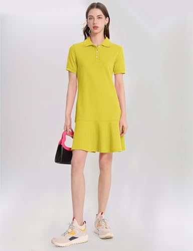 Image of Kissonic Women's Polo Dress Short Sleeve V Neck Ruffle Hem Casual Summer Golf Tennis Mini Shirt Dresses