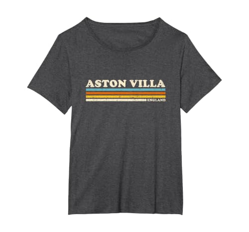 Retro Stripe Aston Villa T-Shirt, Women's Plus, Dark Heather Grey, 2X