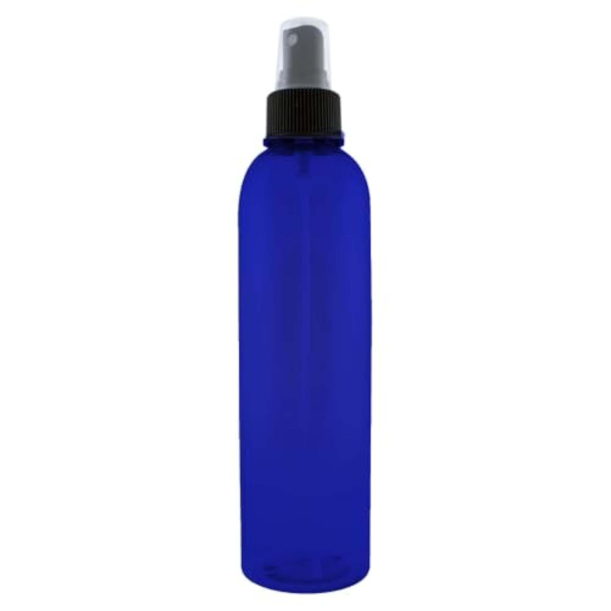 Cobalt Blue Plastic Spray Bottle with Black Cap, 8 fl oz