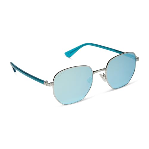 DIFF Jessie James Decker JJD Designer Sunglasses for Women UV400 Protection, Silver + Turquoise Ice Mirror3
