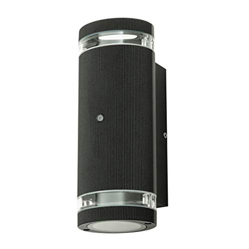 Litecraft Photocell Sensor Holme Outdoor Oval Wall Light In Black - (Up & Down, )