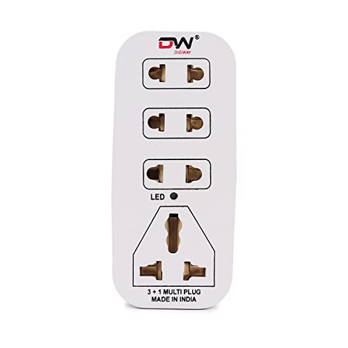 Digiway 3 + 1 Multiplug with LED Indicator, 4 Universal sockets, (Beige_Pack of 1)