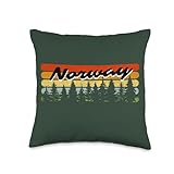 Norway Forest Sunset Trees Cabin Theme Vacation Souvenir Throw Pillow