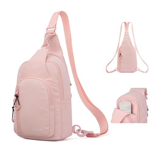 Image of Hanke Cross Body Bag Women Shoulder Bag 9 inch Casual Crossbody Bags for Women Travel Bag Cross Body Sling Bags Chest Bags Purse for Travel Hiking Cycling, Light Pink