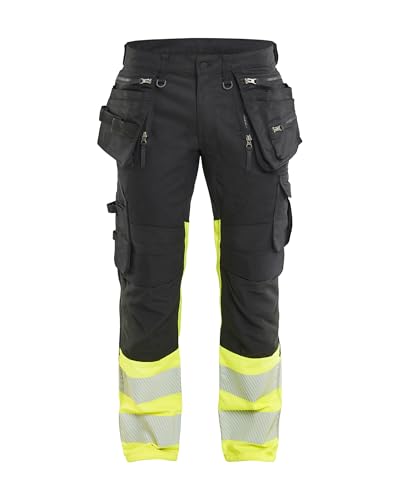 Pantalon de travail stretch Blaklader 1130 noir et jaune fluo en taille M